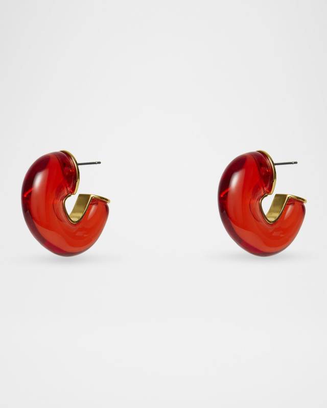Birthstone Chunky Hoop Earrings, Red Ruby